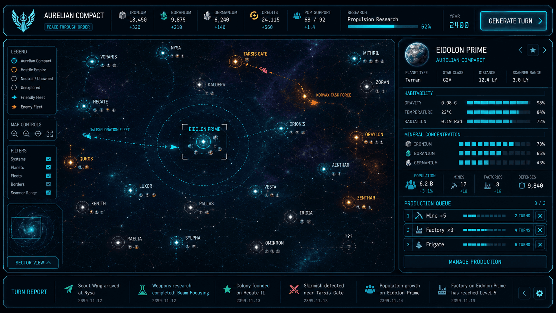Wild Stars — Galaxy Command screen