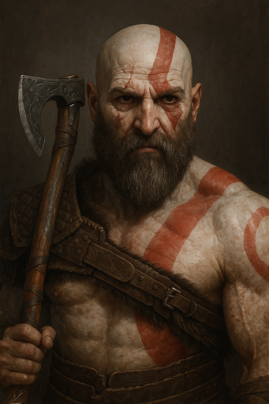 Kratos portrait — AI character by @vic on wilds.ai