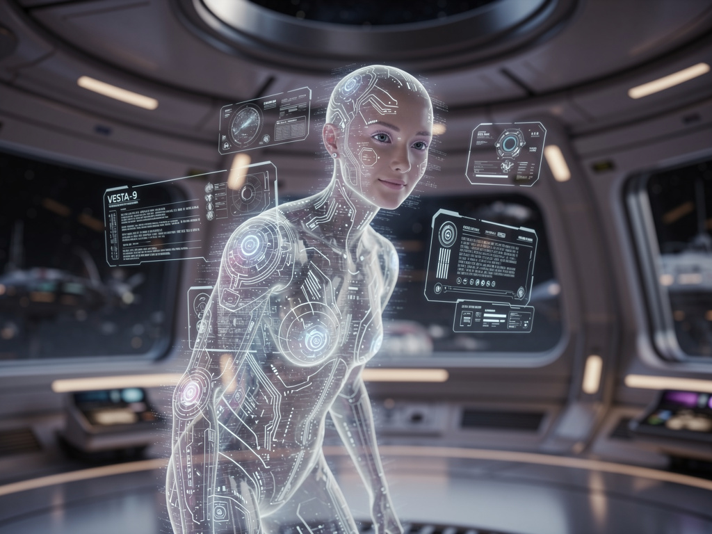 VESTA-9 portrait — AI character by @wildsai on wilds.ai
